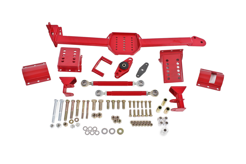 Ford Mustang Watts Link - BMR Suspension - Body Mount, Rod Ends, Adjustable Axle Clamps - Red - `05-`14